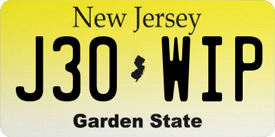 NJ license plate J30WIP
