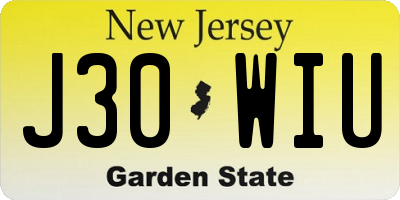 NJ license plate J30WIU