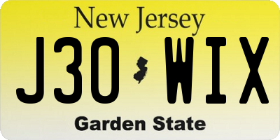 NJ license plate J30WIX