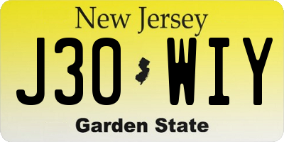 NJ license plate J30WIY