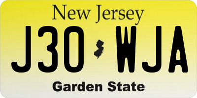 NJ license plate J30WJA