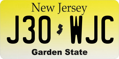 NJ license plate J30WJC