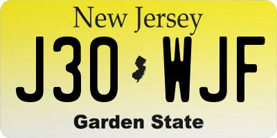 NJ license plate J30WJF
