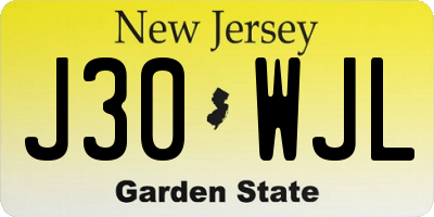 NJ license plate J30WJL
