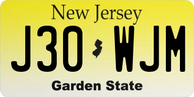 NJ license plate J30WJM
