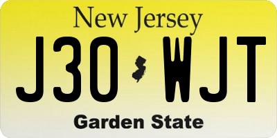 NJ license plate J30WJT