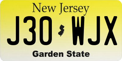 NJ license plate J30WJX
