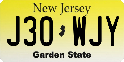 NJ license plate J30WJY