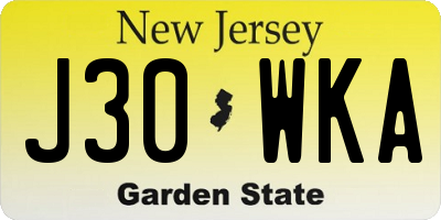 NJ license plate J30WKA