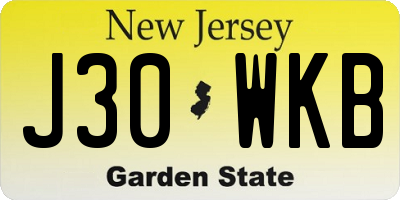 NJ license plate J30WKB