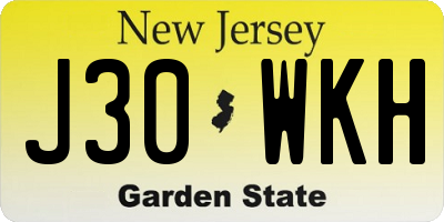 NJ license plate J30WKH