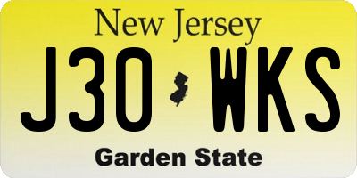 NJ license plate J30WKS