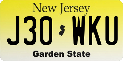 NJ license plate J30WKU