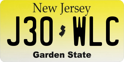 NJ license plate J30WLC