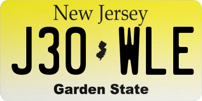 NJ license plate J30WLE