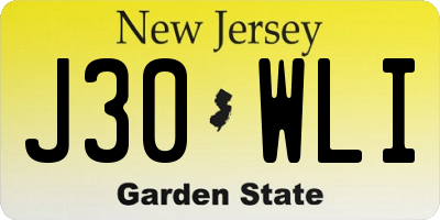 NJ license plate J30WLI