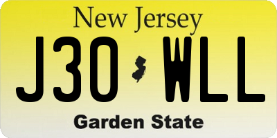 NJ license plate J30WLL