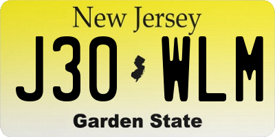 NJ license plate J30WLM