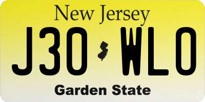 NJ license plate J30WLO