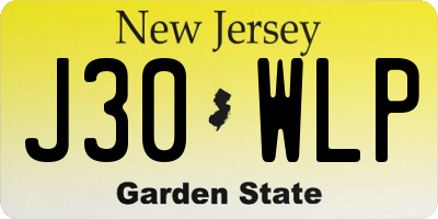 NJ license plate J30WLP