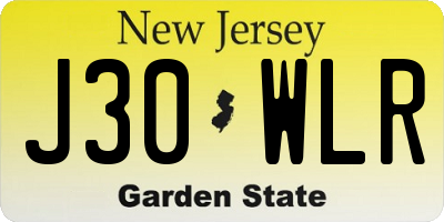NJ license plate J30WLR