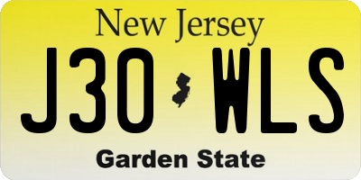NJ license plate J30WLS