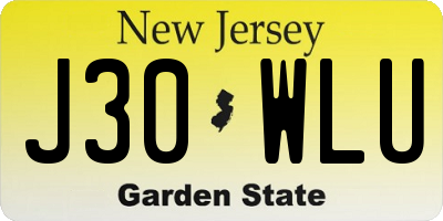 NJ license plate J30WLU