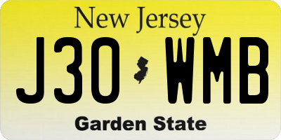 NJ license plate J30WMB