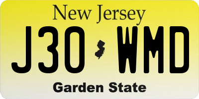 NJ license plate J30WMD