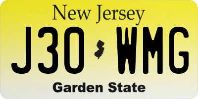 NJ license plate J30WMG