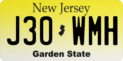 NJ license plate J30WMH