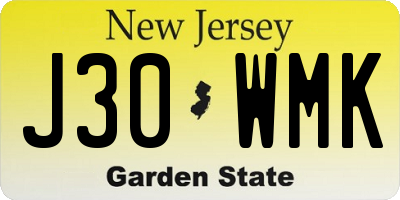 NJ license plate J30WMK