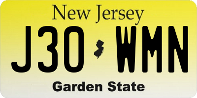 NJ license plate J30WMN