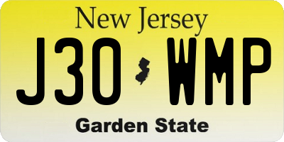 NJ license plate J30WMP