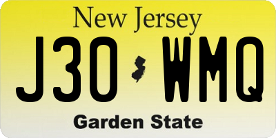 NJ license plate J30WMQ