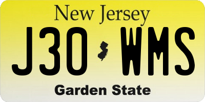 NJ license plate J30WMS