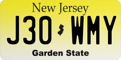 NJ license plate J30WMY