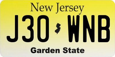 NJ license plate J30WNB