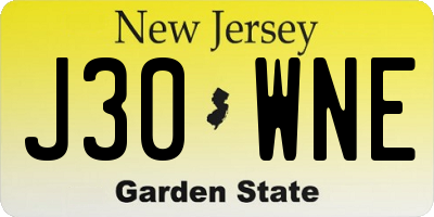 NJ license plate J30WNE