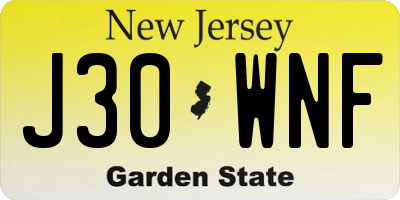 NJ license plate J30WNF