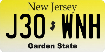 NJ license plate J30WNH