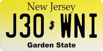 NJ license plate J30WNI
