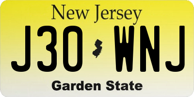 NJ license plate J30WNJ