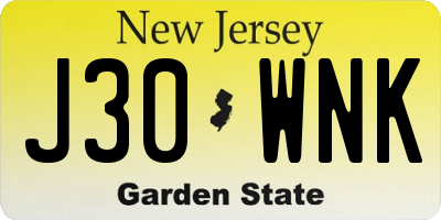 NJ license plate J30WNK