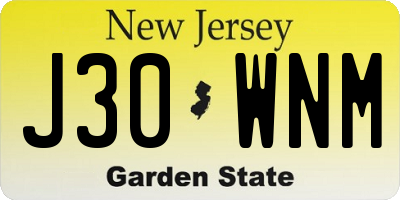 NJ license plate J30WNM