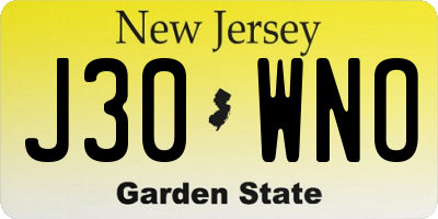 NJ license plate J30WNO