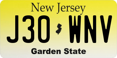 NJ license plate J30WNV