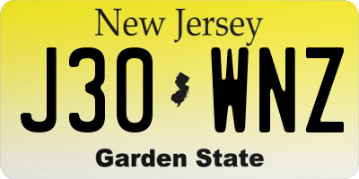 NJ license plate J30WNZ