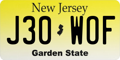 NJ license plate J30WOF