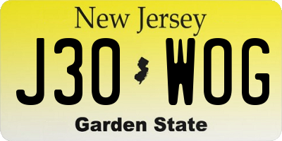 NJ license plate J30WOG